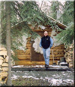Author Peter Jenkins at WinterCabin II in Tok, Alaska.