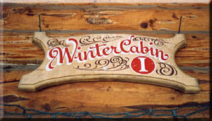 The WinterCabin bed and breakfast sign in Tok, Alaska.