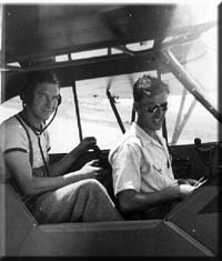 Pilot, barnstormer and stunt flyer Don Blasor with a student in Pittsburg, Kansas.