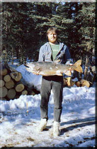 Ice fishing in the winter.