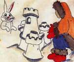 Watercolor illustration of the snowshoe rabbit.