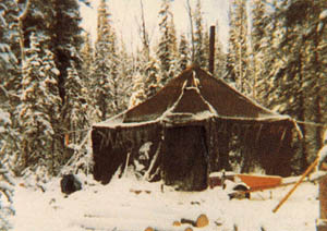 The tent in Tok in winter.