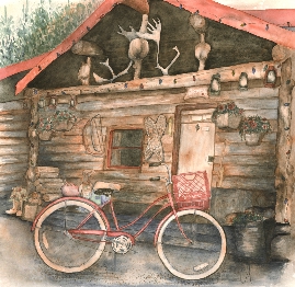 Painting of a bicycle by Donna Blasor-Bernhardt.